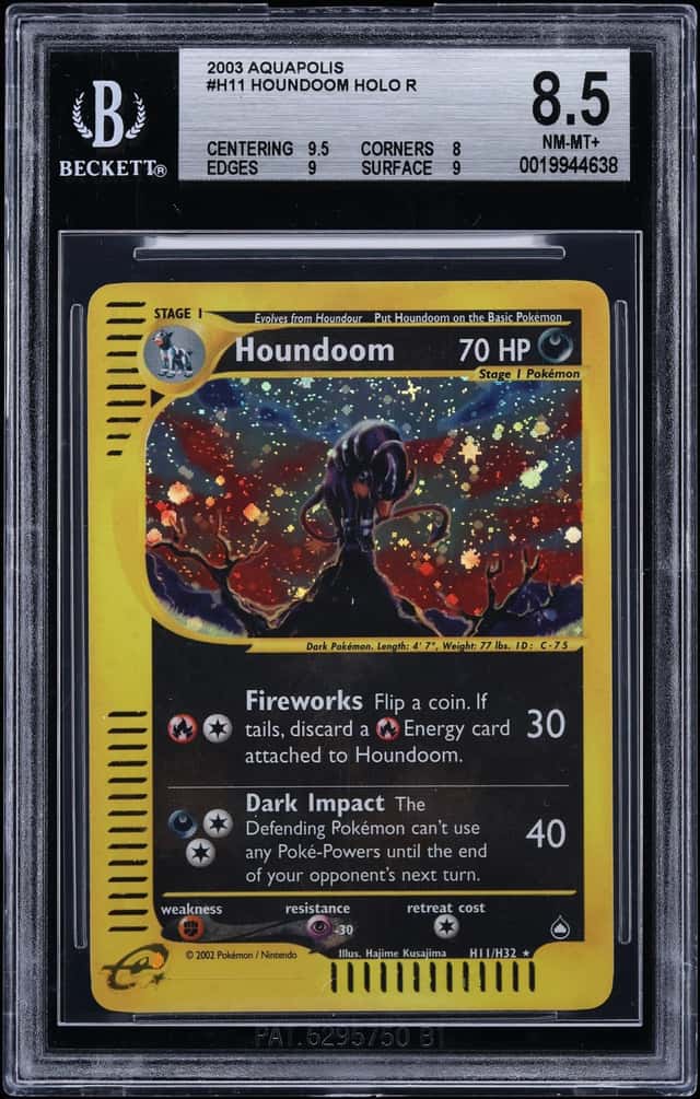 2003 Pokemon Aquapolis Holo Houndoom #H11 BGS 8.5 NM-MT+