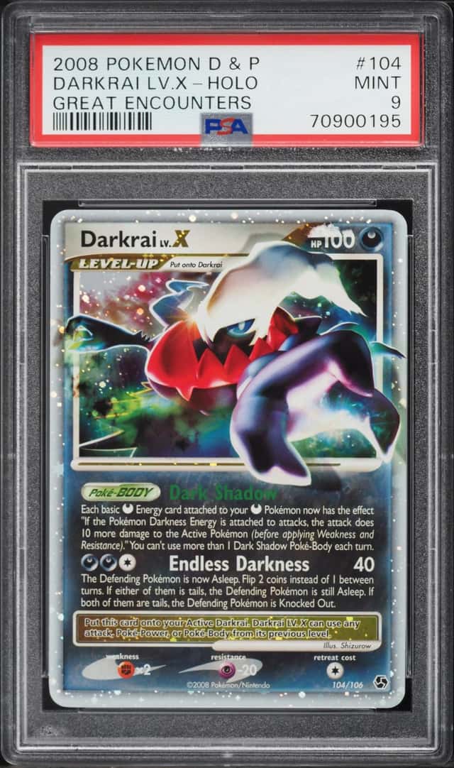 2008 Pokemon Diamond & Pearl Great Encounters Holo Darkrai LV.X #104 PSA 9 MINT