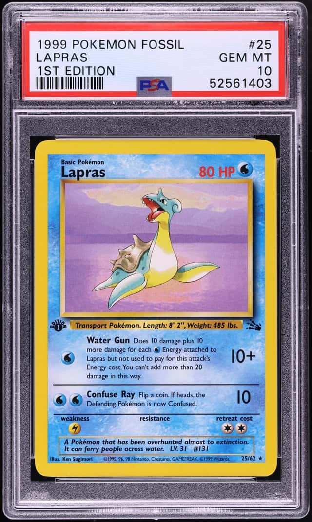 1999 Pokemon Fossil 1st Edition Lapras #25 PSA 10 GEM MINT