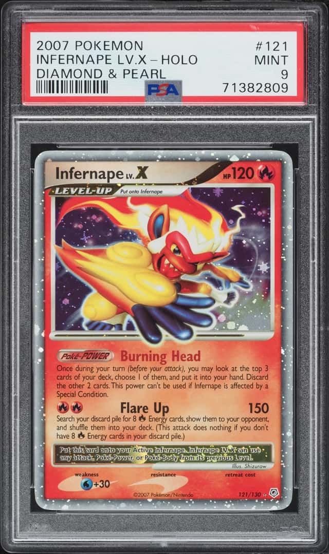 2007 Pokemon Diamond & Pearl Holo Infernape LV. X #121 PSA 9 MINT