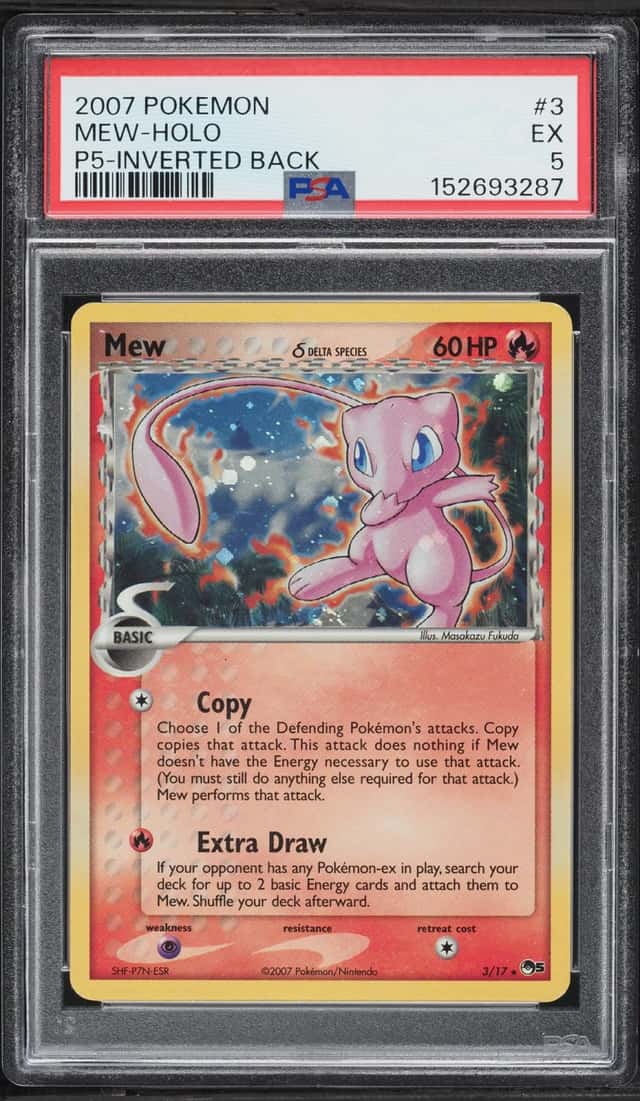 2007 Pokemon POP Series 5 Inverted Back Holo Mew #3 PSA 5 EX