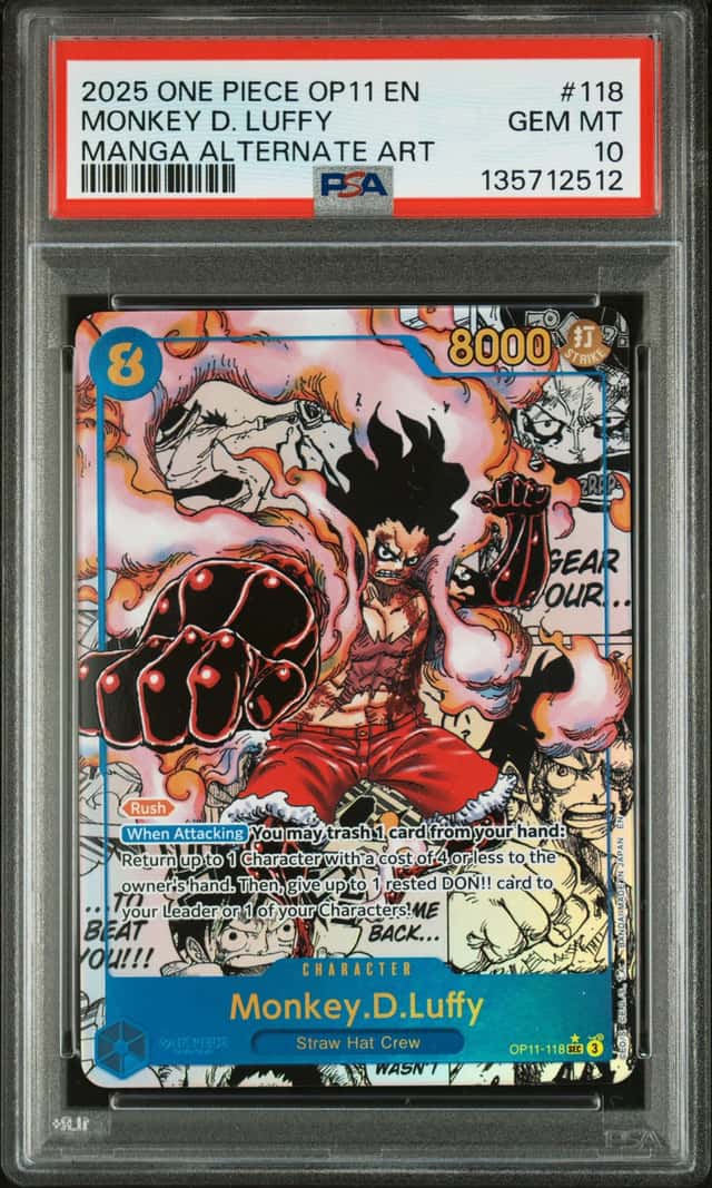 2025 One Piece OP11 En Manga Alternate Art #118 Monkey D. Luffy PSA 10 GEM MINT