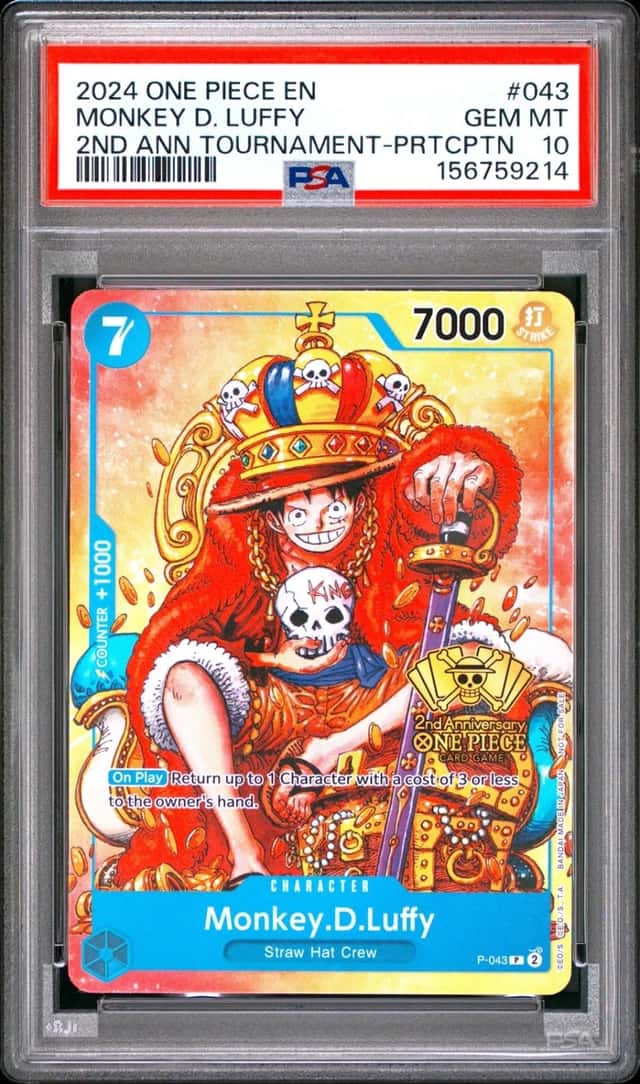 2024 ONE PIECE 2ND ANNIVERSARY TOURNAMENT #043 MONKEY D. LUFFY PSA 10
