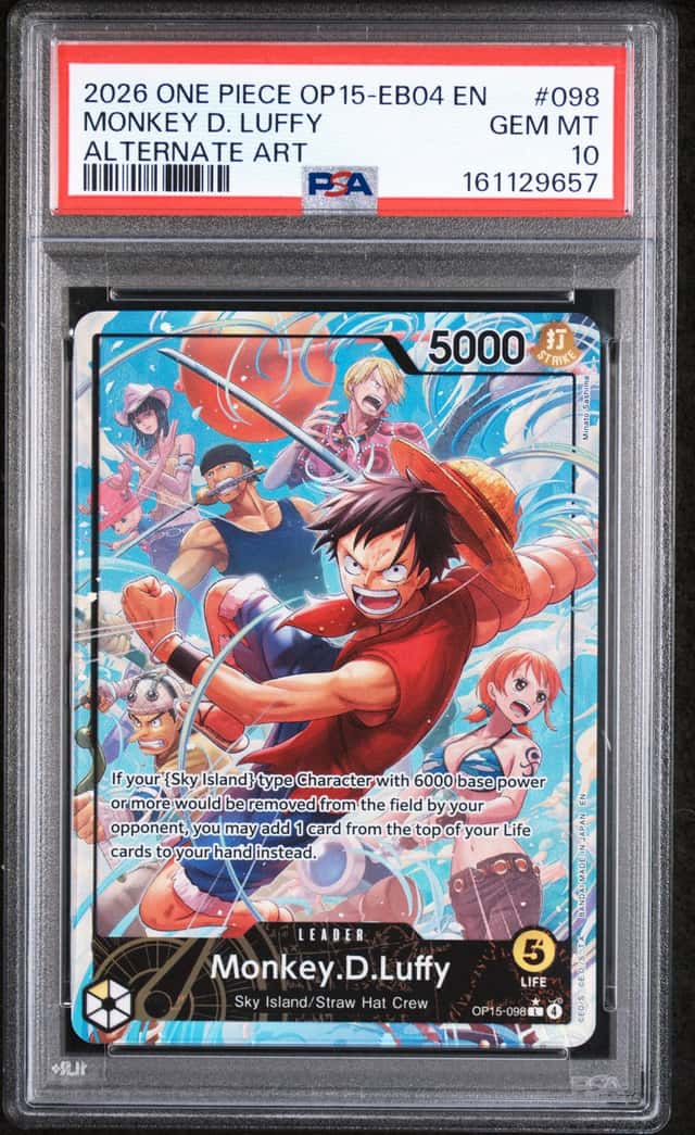 Monkey.D.Luffy PSA 10 Alt Art Foil Adventure on Kami's Island OP15-098 EN