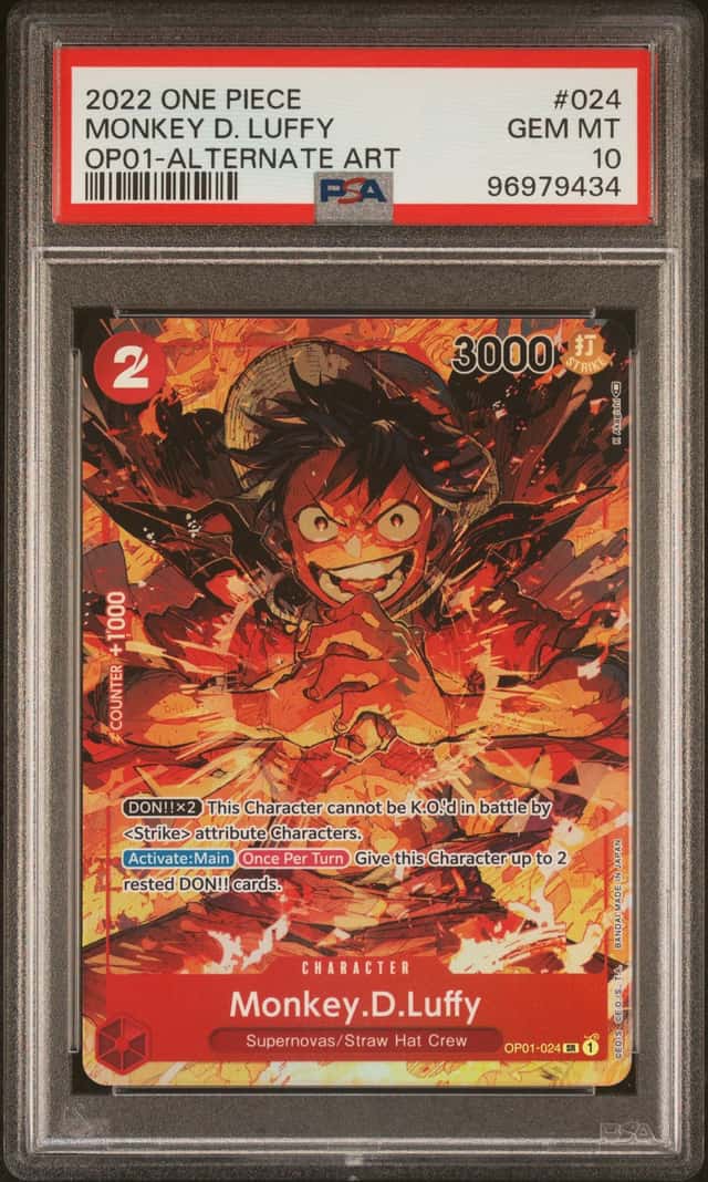 ONE PIECE Monkey D. Luffy 2022 OP01-ROMANCE DAWN #024 ALTERNATE ART PSA 10