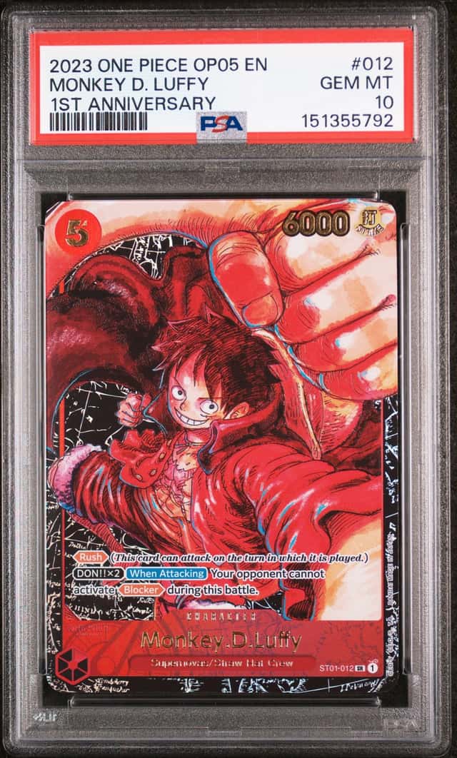 2023 One Piece OP05 EN 1st Anniversary #012 Monkey D Luffy PSA 10 GEM MINT