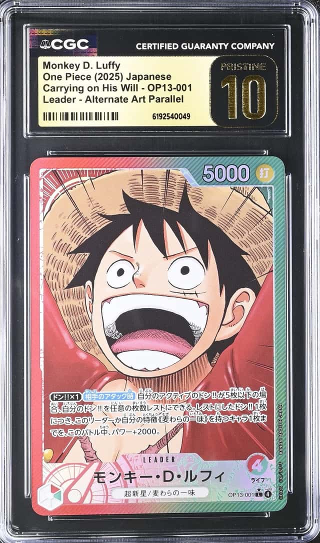 2025 ONE PIECE JP MONKEY D. LUFFY LEADER ALT ART OP13-001 CGC 10 PRISTINE O PT