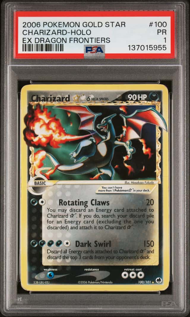 2006 POKEMON GOLD STAR EX DRAGON FRONTIERS CHARIZARD HOLO #100 PSA 1 PR