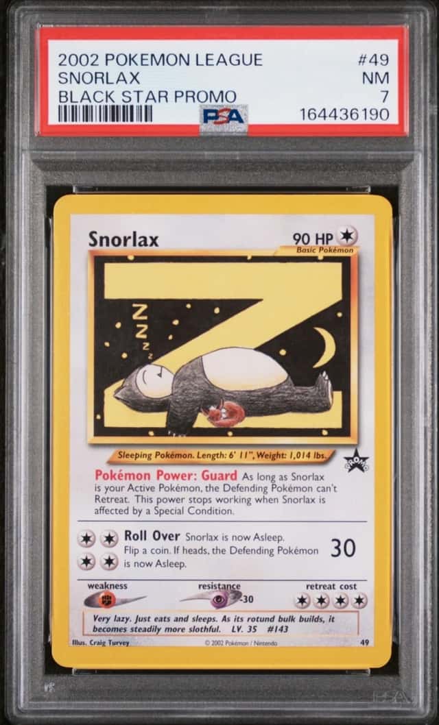 2002 POKEMON LEAGUE PROMO BLACK STAR #49 SNORLAX PSA 7