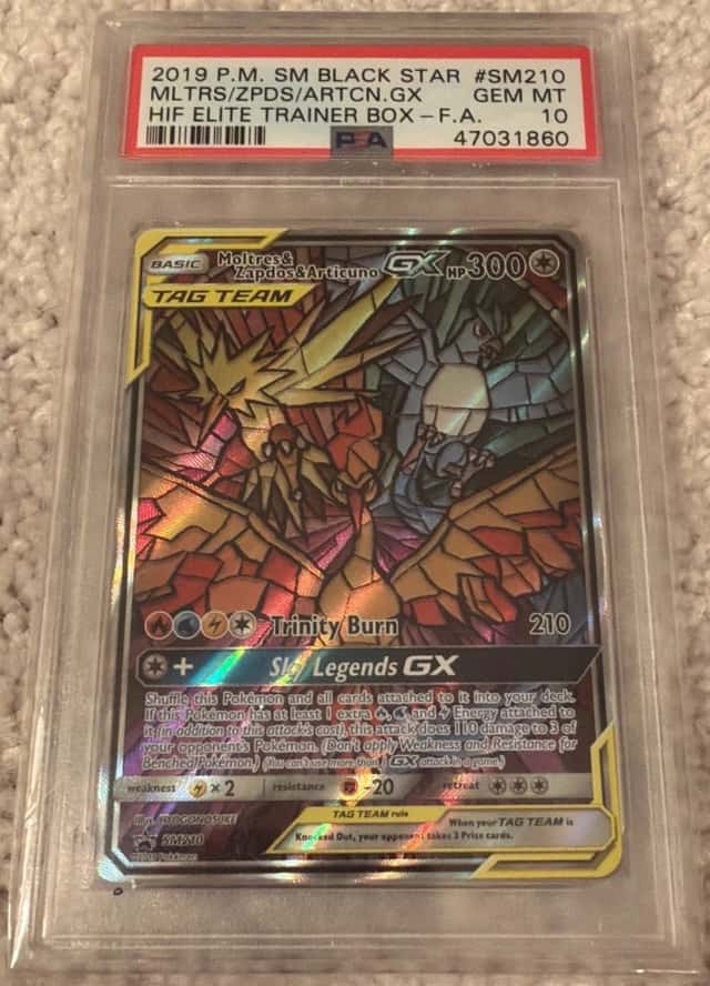 2019 POKEMON SM BLACK STAR PROMO FULL ART/MOLTRES & ZAPDOS & ARTICUNO GX PSA 10