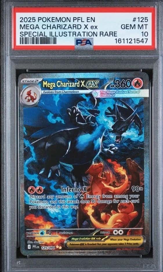 Mega Charizard X ex PSA 10 SIR Holo 125/094 Me02 Phantasmal Flames EN