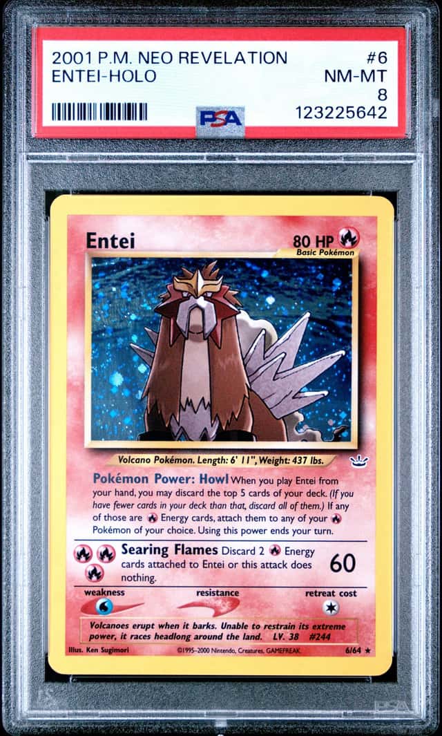 Entei 6/64  Pokemon Neo Revelation Holo Rare Card PSA 8