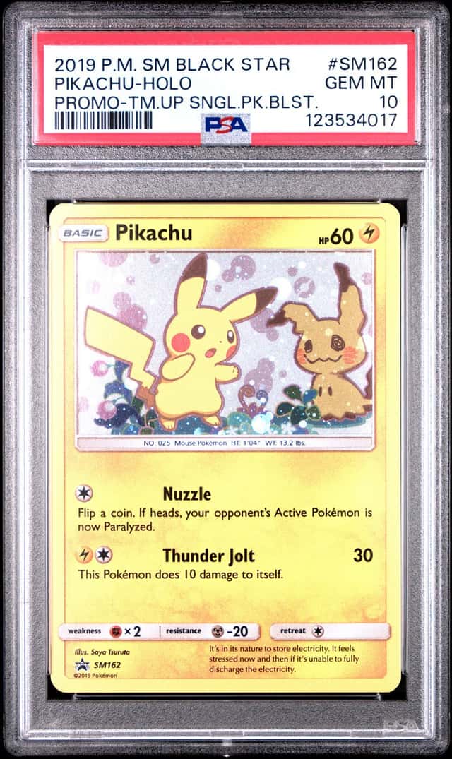 2019 POKEMON SM BLACK STAR PROMO #SM162 PIKACHU-HOLO PSA 10