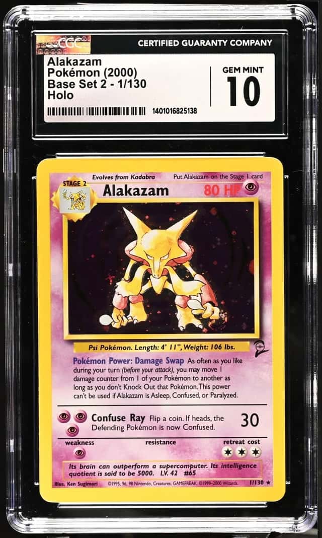 Pokemon Alakazam Base Set 2 1/130 Holo CGC 10 Gem Mint