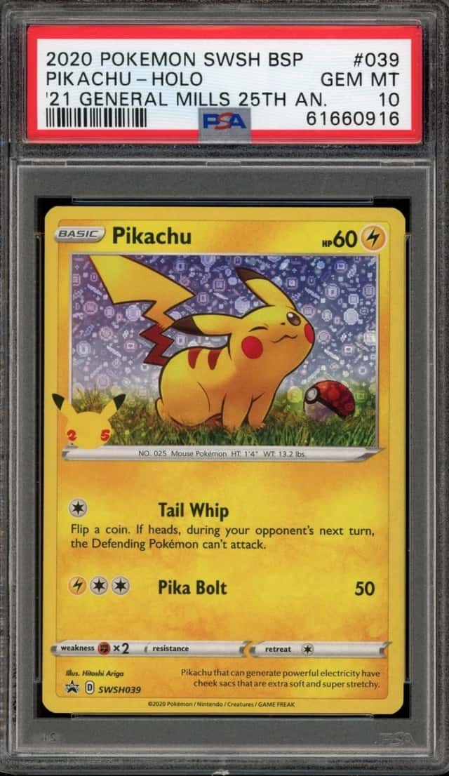 Pokemon Pikachu Holo Swsh Promo 039 2021 General Mills 25th Anniversary PSA 10