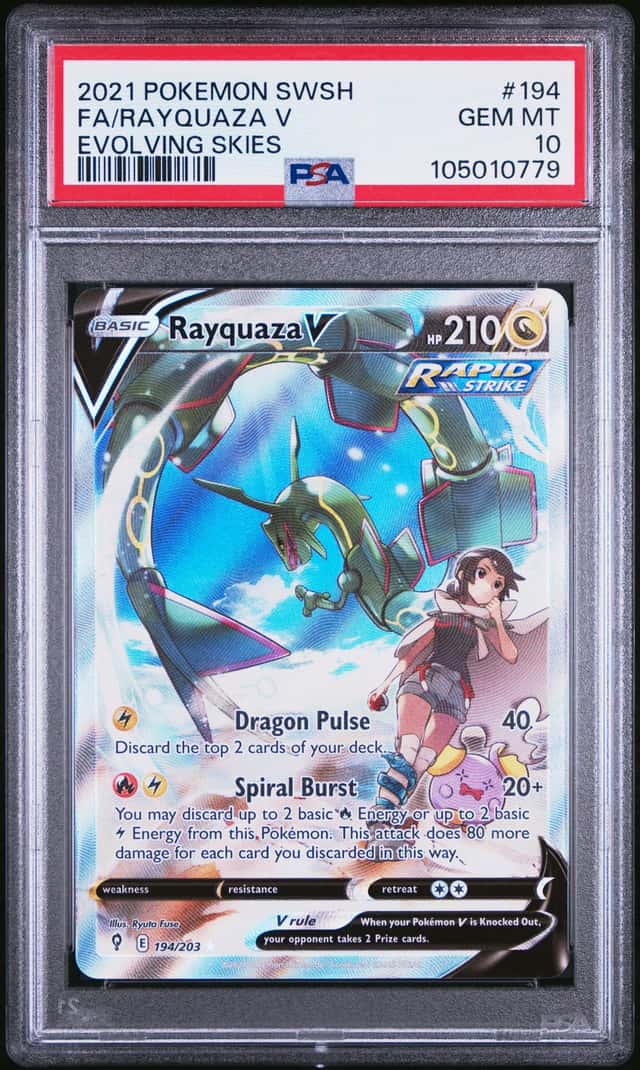 Pokemon Rayquaza V Evolving Skies Full Alt Art 194/203 PSA 10 Gem Mint