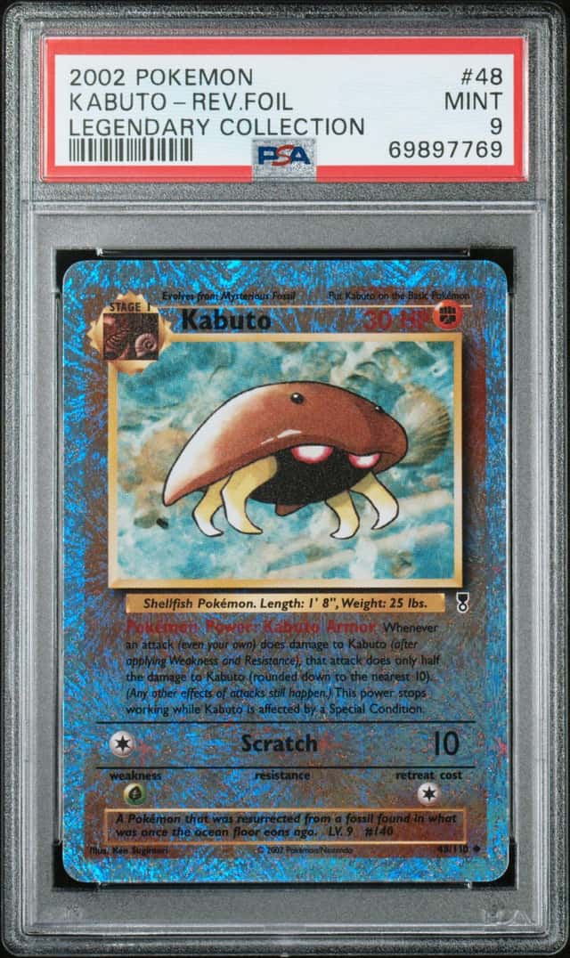 Pokemon Kabuto Reverse Holo Legendary Coll. 48 PSA 9 Mint
