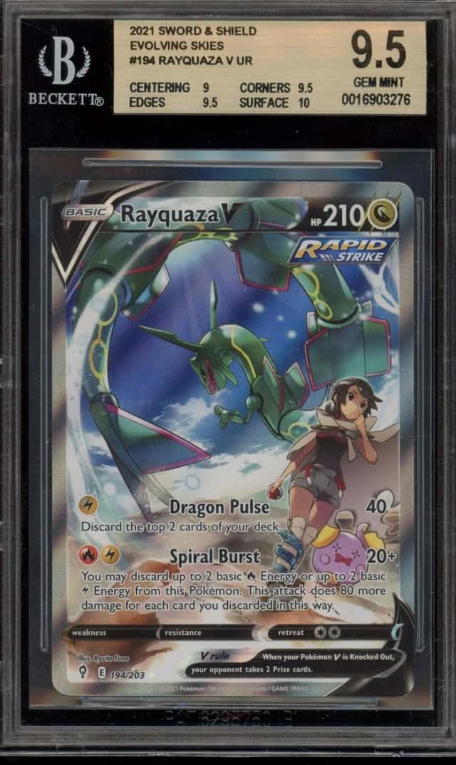 Pokemon Rayquaza V Sword And Shield Evolving Skies Full Alt Art 194 BGS 9.5