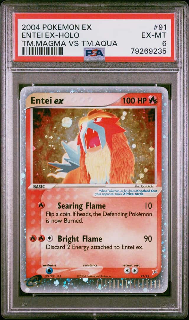Pokemon Entei EX Holo EX Team Magma Vs Team Aqua 91/95 PSA 6