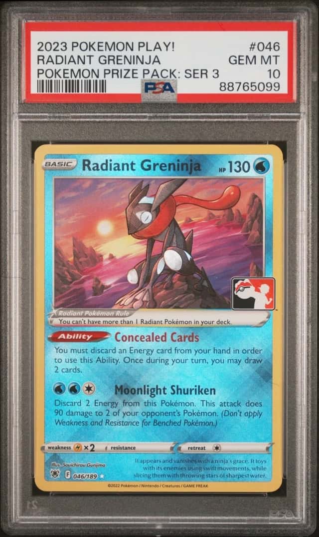 Pokemon Radiant Greninja Play! Prize Pk. Series 3 046 PSA 10 Gem Mint