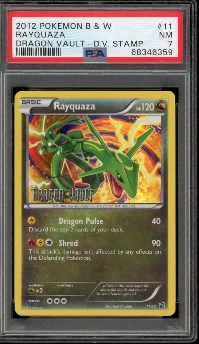 Pokemon Rayquaza 11/20 Dragon Vault Stamp PSA 7