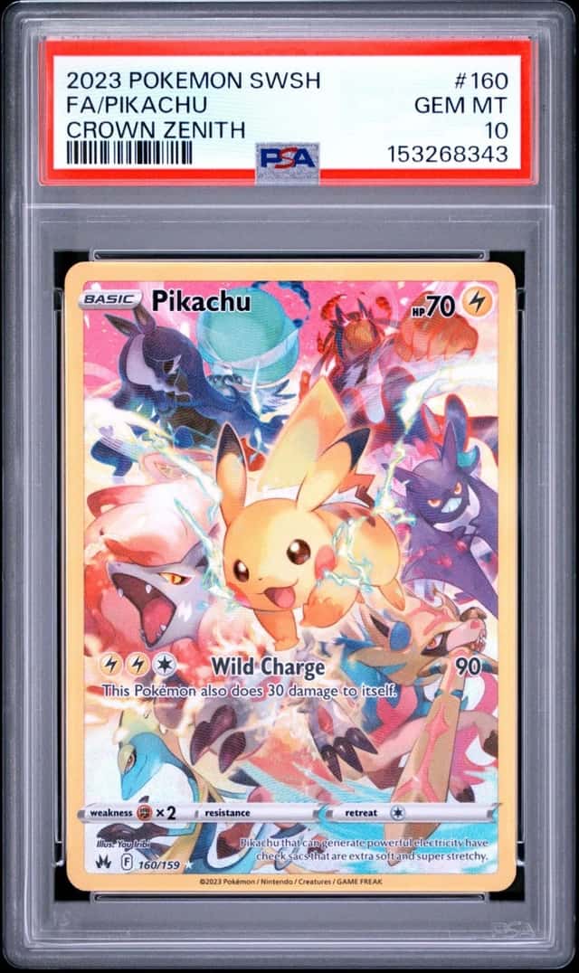 2023 POKEMON SWORD & SHIELD CROWN ZENITH #160 FULL ART/PIKACHU PSA 10