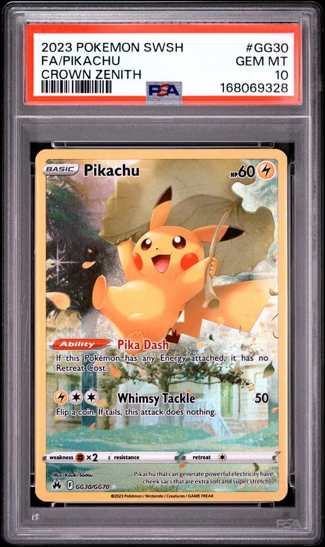 2023 POKEMON SWORD & SHIELD CROWN ZENITH #GG30 FULL ART/PIKACHU PSA 10