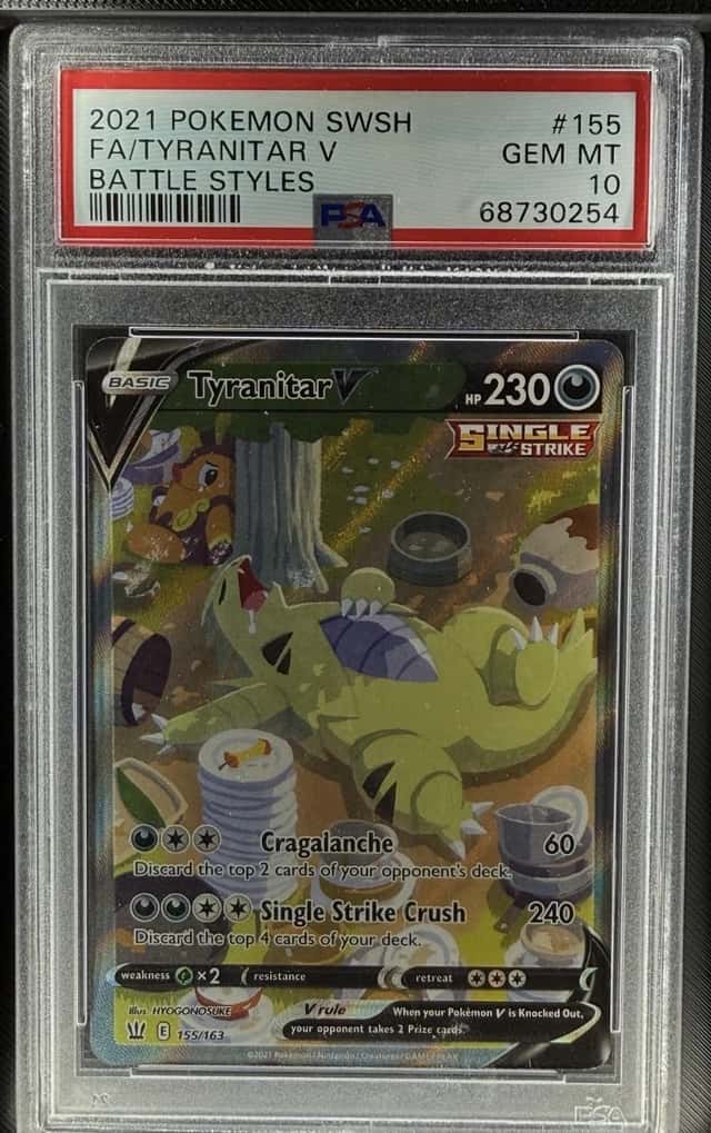 TYRANITAR V 2021 POKEMON BATTLE STYLES 155/163 ULTRA RARE FULL ART PSA 10 Q1300