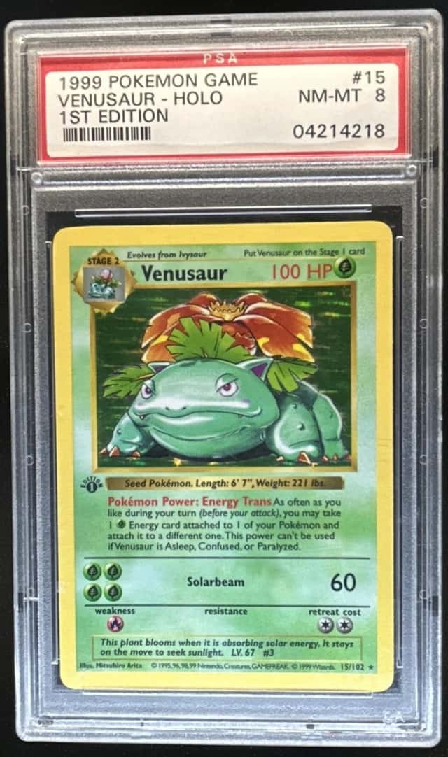 1999 Pokemon 1st Edition Venusaur Shadowless Holo #15/102 PSA 8