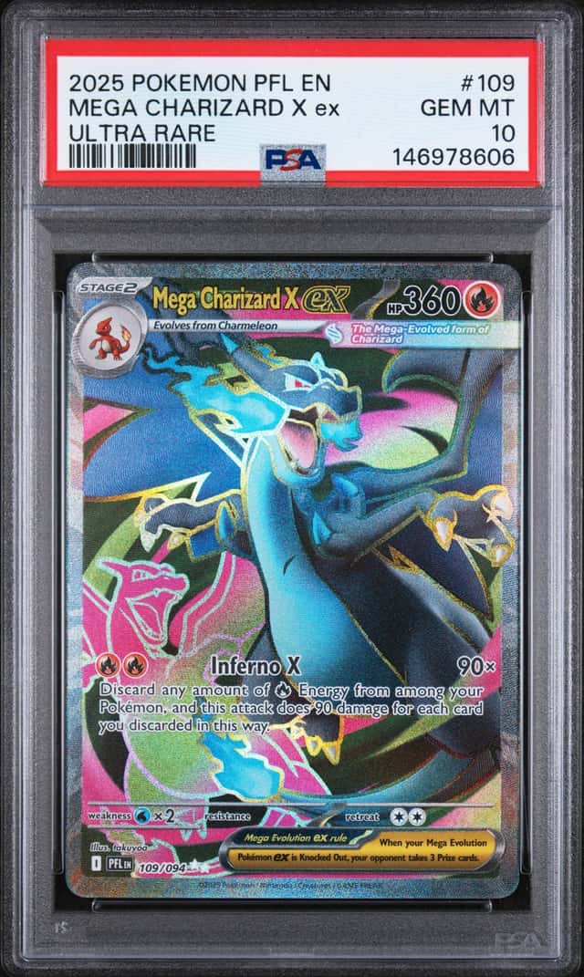 2025 POKEMON PHANTASMAL FLAMES #109/094 MEGA CHARIZARD X EX FULL ART PSA 10
