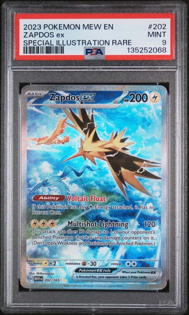 2023 POKEMON SV 151 #202/165 ZAPDOS EX SPECIAL ILLUSTRATION RARE PSA 9