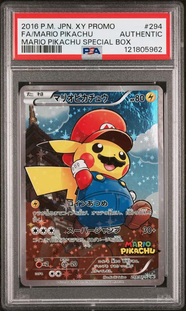 2016 POKEMON JAPANESE XY PROMO #294 FULL ART/MARIO PIKACHU PSA AUTHENTIC