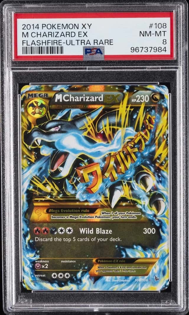 2014 POKEMON XY FLASHFIRE ULTRA RARE #108 M CHARIZARD EX PSA 8