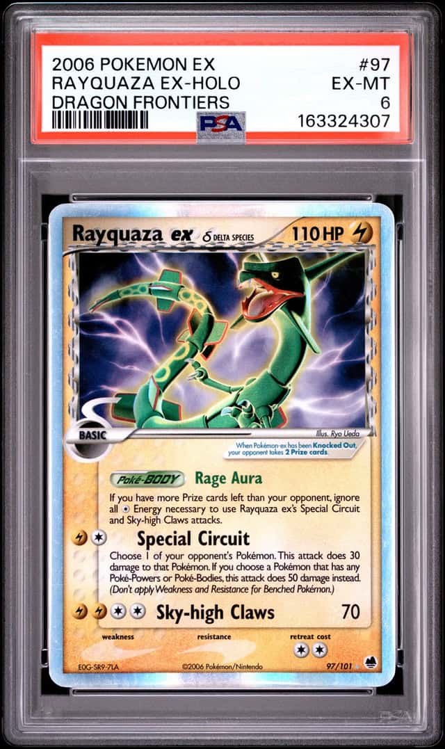 2006 POKEMON EX DRAGON FRONTIERS #97 RAYQUAZA EX-HOLO PSA 6
