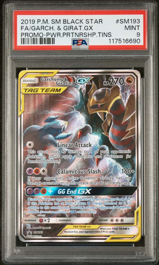 2019 POKEMON SM BLACK STAR PROMO #SM193 FA/GARCH. & GIRAT.GX PSA MINT 9