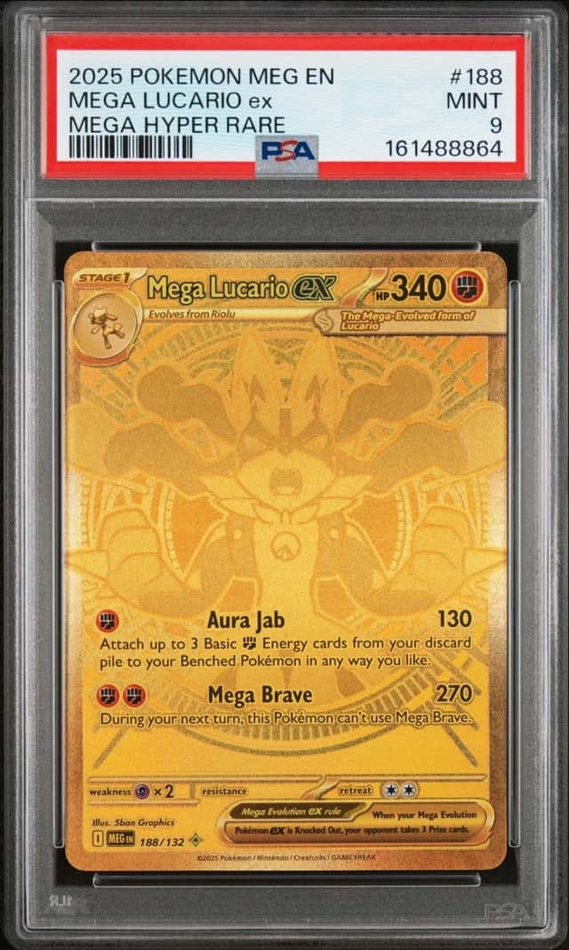 2025 POKEMON MEG EN-MEGA EVOLUTION MEGA HYPER RARE #188 MEGA LUCARIO EX PSA 9