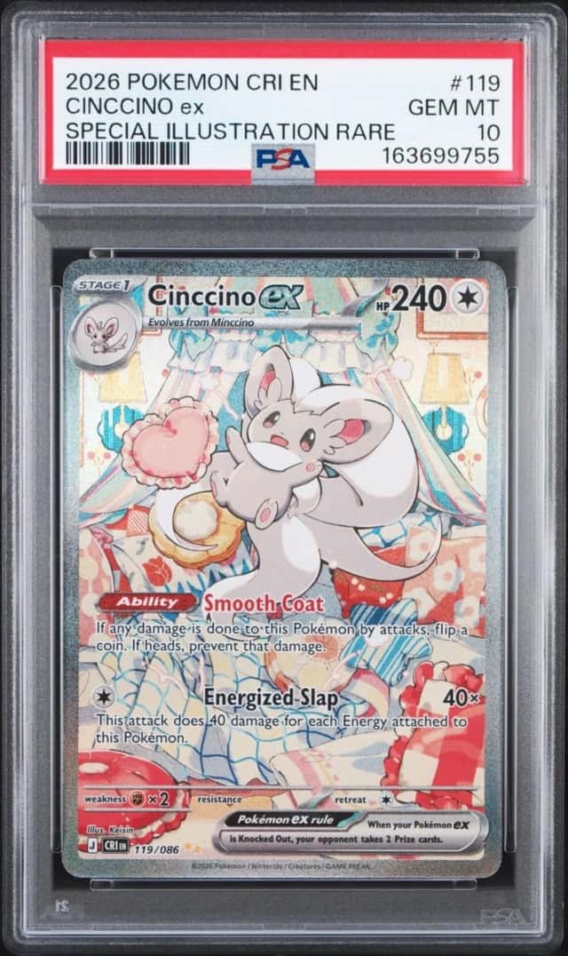 2026 POKEMON CRI EN-CHAOS RISING SPECIAL ILLUSTRATION RARE CINCCINO EX PSA 10