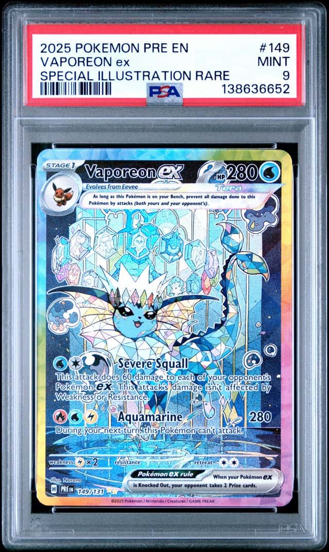 2025 Pokemon Prismatic Vaporeon ex Special Illustration Rare #149/131 PSA 9