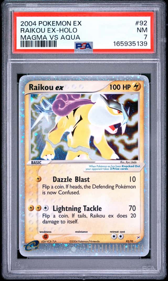 2004 Pokemon EX Team Magma vs Aqua Raikou #92/95 PSA 7