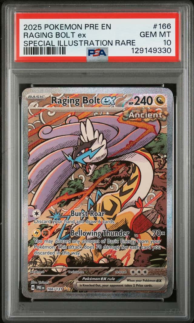 2025 Pokemon Prismatic Evolutions PSA 10 Raging Bolt ex SIR