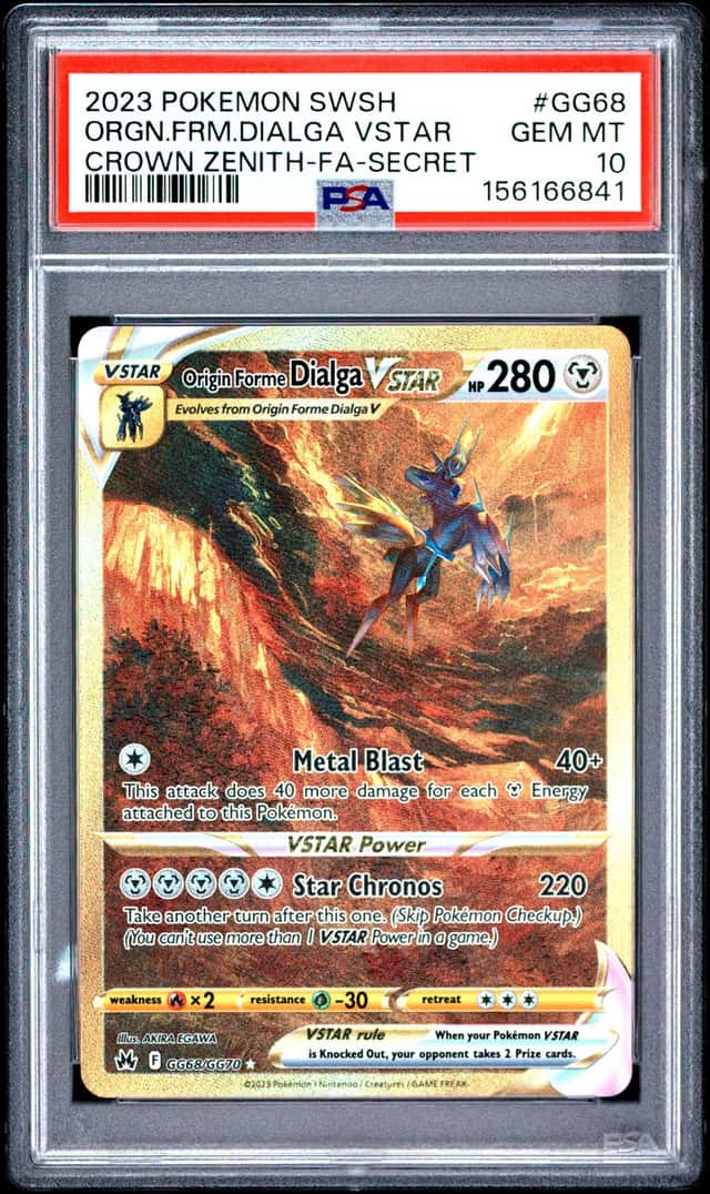 POKEMON ORGN.FRM.DIALGA VSTAR 2023 SWORD AND SHIELD CROWN ZENITH GG68 FA PSA 10