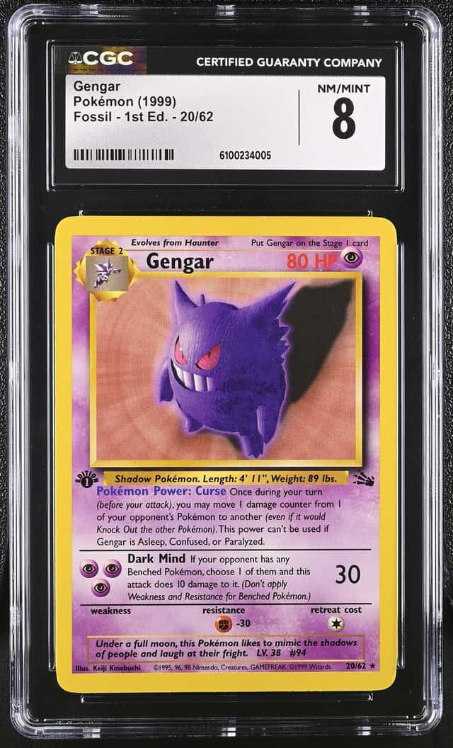 1999 Pokemon Fossil 1st Edition #20/62 Gengar CGC 8 NM-MT