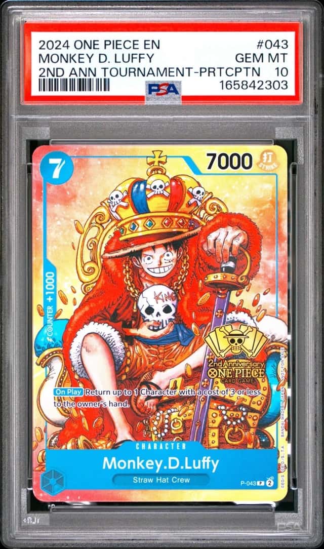 2024 ONE PIECE 2ND ANNIVERSARY TOURNAMENT #043 MONKEY D. LUFFY PSA 10