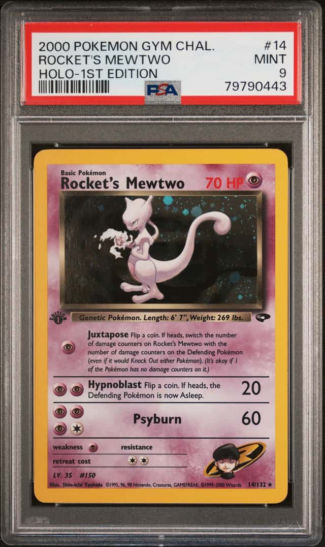 2000 Pokemon Gym Challenge 1st Edition Holo Rocket's Mewtwo #14 PSA 9 MINT