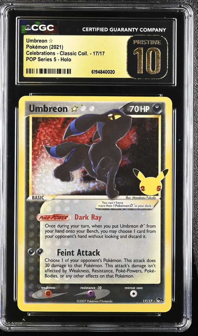 2021 Pokemon Sword & Shield Celebrations Classic Holo Umbreon Gold Star #17 CGC 10 PRISTINE