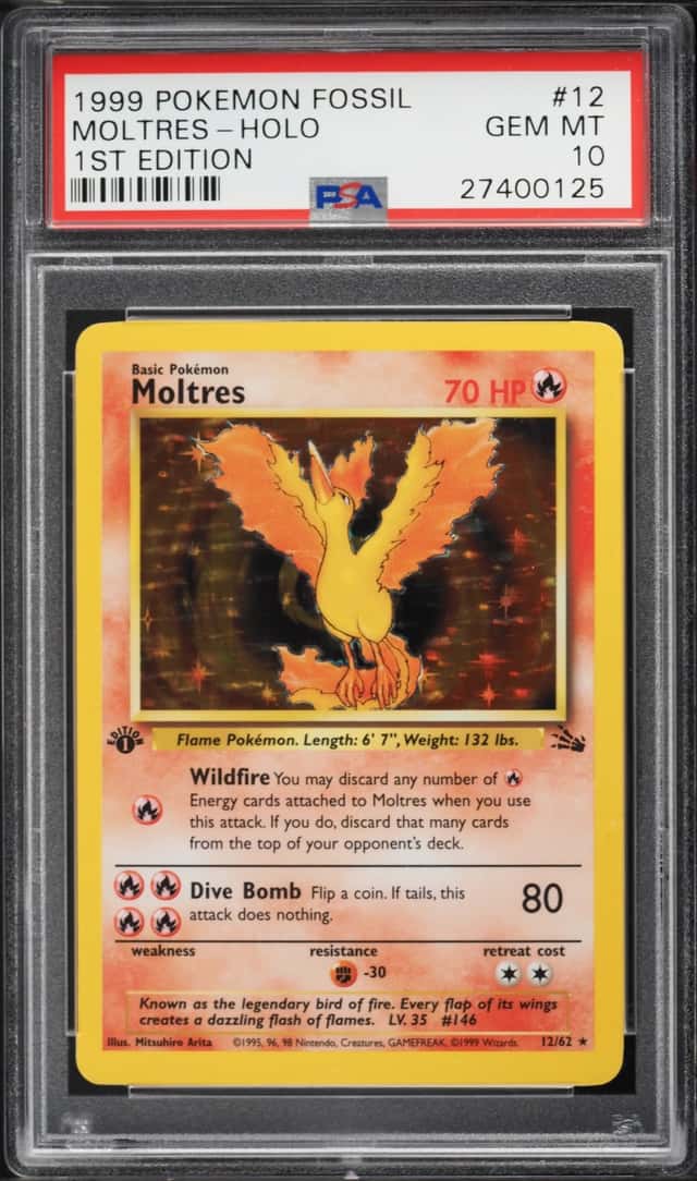 1999 Pokemon Fossil 1st Edition Holo Moltres #12 PSA 10 GEM MINT
