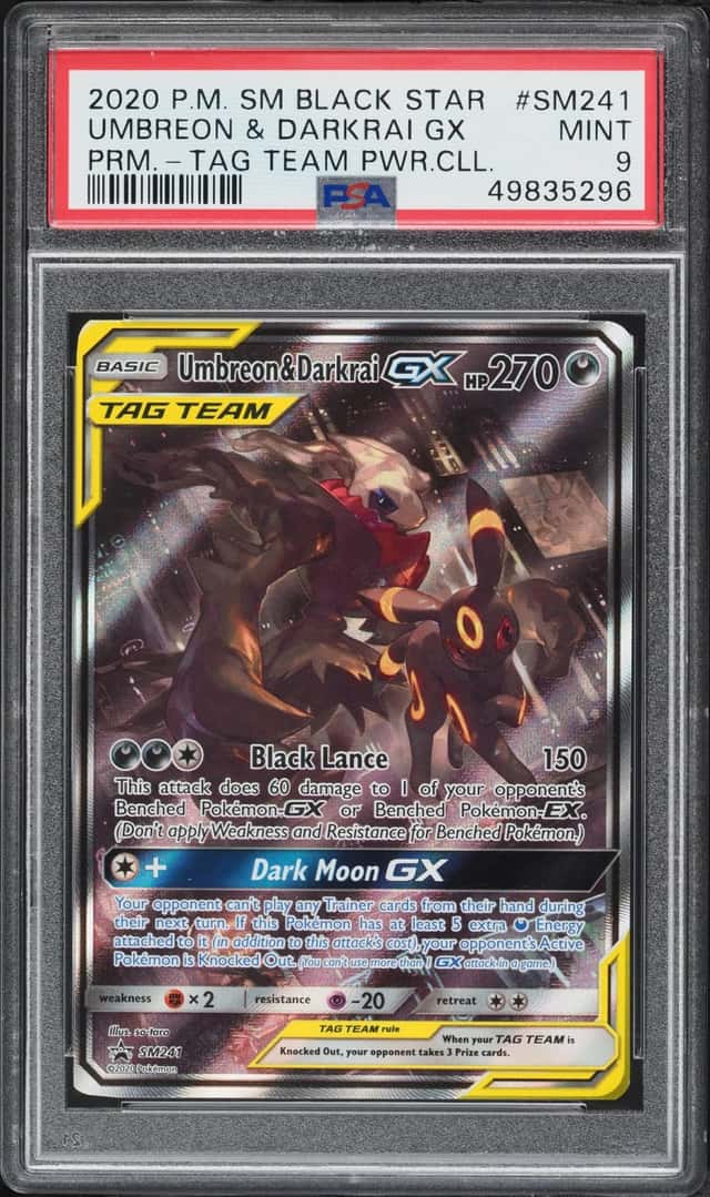 2020 Pokemon Sun & Moon Promo Tag Team Powers Full Art Umbreon & Darkrai GX #SM241 PSA 9 MINT