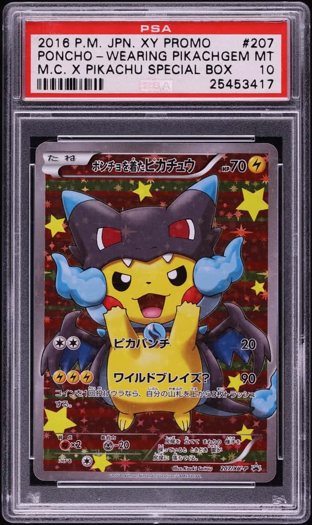 2016 Pokemon Japanese XY Promo Full Art Mega Charizard X Poncho Wearing Pikachu #207 PSA 10 GEM