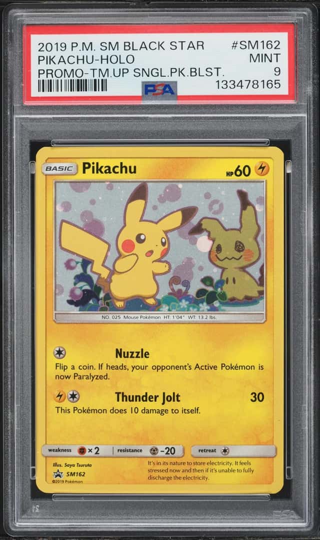 2019 Pokemon Sun & Moon Black Star Promo Single Pack Holo Pikachu #SM162 PSA 9 MINT
