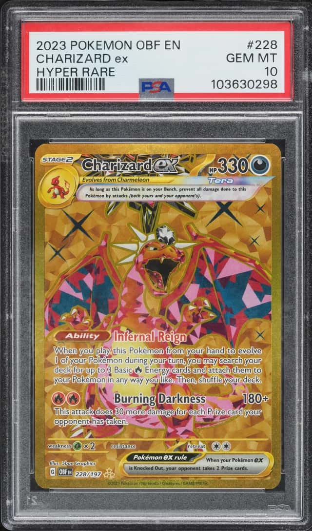 2023 Pokemon Scarlet & Violet Obsidian Flames Gold Rare Charizard Ex #228 PSA 10 GEM MINT